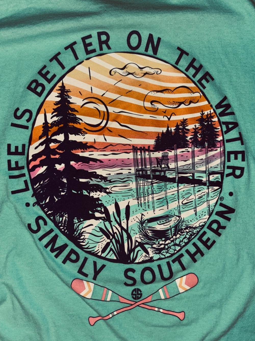 Simply Southern Teal Logo Tee with Oar Accents